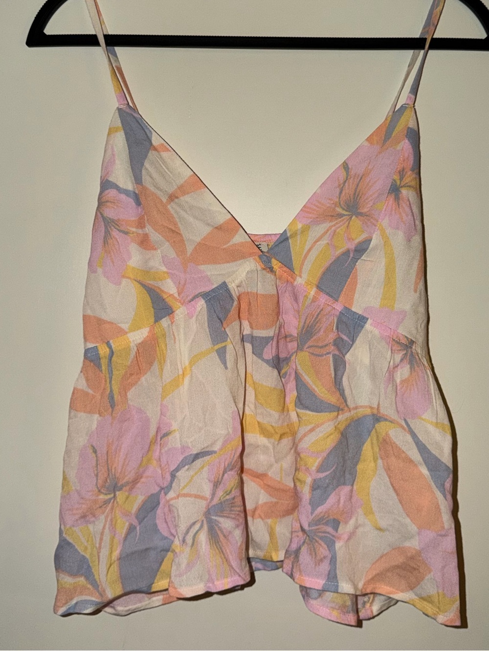 Floral V-Neck Spaghetti Strap Tank Top - Pink Multi salty crew